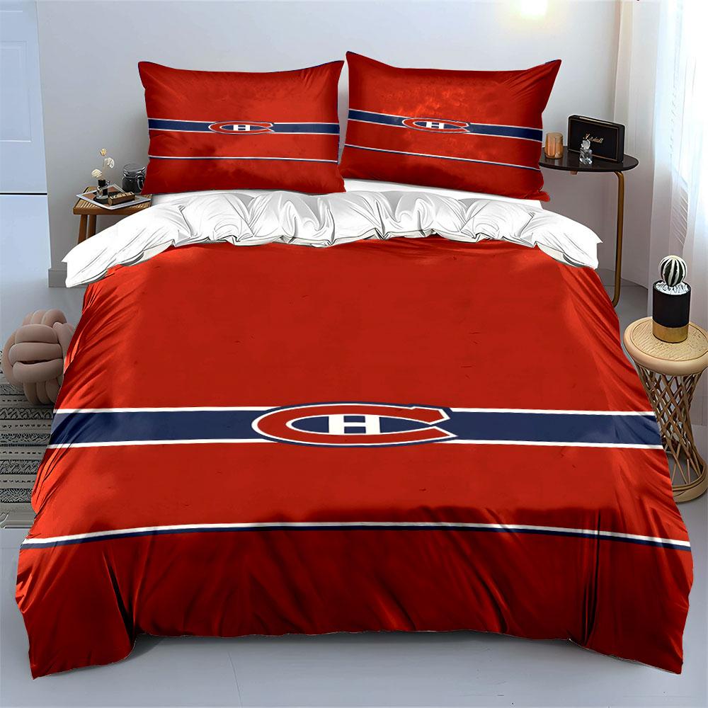 Red and Blue Bedding with Sports Logo Print Bedding Set Duvet Cover Pillowcases (1* Duvet Cover 2* Pillowcases Do Not Include Comforter)