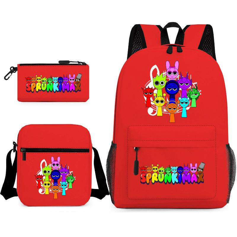 Anime Cartoon Backpack Sprunki Large Capacity Primary School Student Schoolbag Satchel Pencil Case