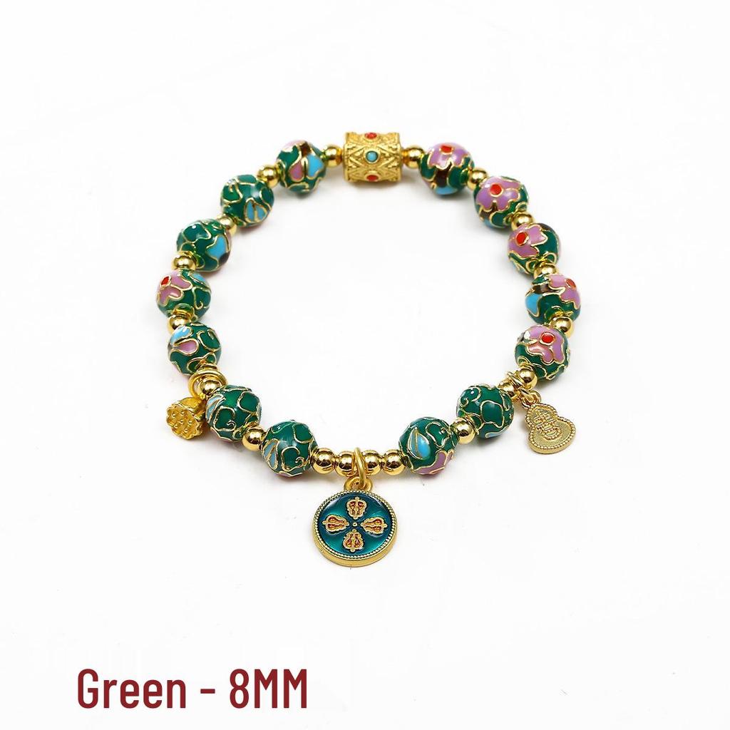 Cloisonné Five Gods of Wealth Enamel Floral Bracelet for Women