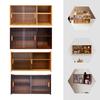 Wall Mount Bamboo Wood Pantry Cabinet,77/80cm 2 Tiers Log Color/Walnut Rectangular Wall Sideboard with Glass Doors for Kitchen