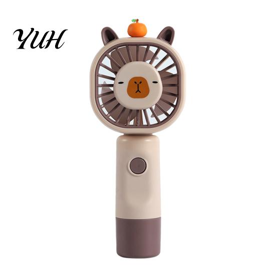 Handheld Fan Multi-Speed Adjustable Capybara Design Quiet Portable Operation USB Rechargeable Cooling Travel светло-коричневого
