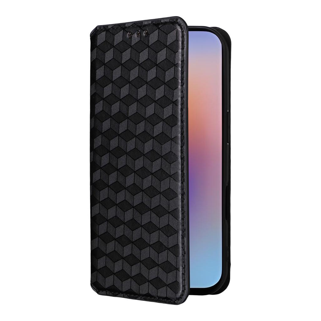 For iPhone 17 Case Wallet Rhombus Imprinted Leather Phone Cover