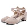 2026 Women's Chunky Heel Sandals, Pointed Toe, Breathable, Low-Cut, Hollow Out, Small Leather, Plus Size, Outdoor Shoes