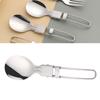 3Pcs 304 Stainless Steel Folding Spork Ergonomic Handle Flatware Kitchen Silverware  Picnic