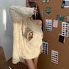 Women's Thick Loose Knit Sweater Coat - Mid-Length, Hollow Design for Autumn/Winter