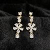 18k Gold Plated Silver Needle Zirconia Flower Stud Earrings - European Light Luxury Ear Ornaments for Women
