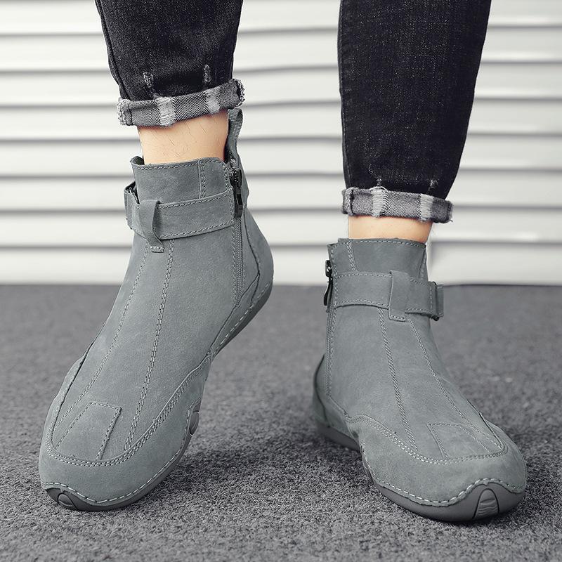 Men's shoes autumn and winter warm medium and high-top outdoor casual shoes one-pedal men's soft-soled versatile and lightweight Martin boots