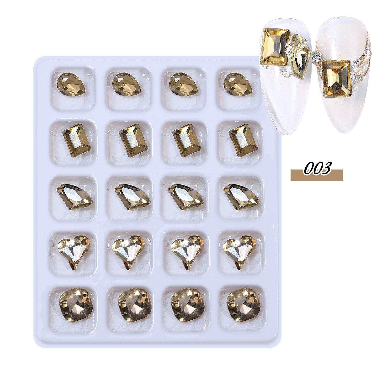 

20 шт. смешанной формы, роскошные стразы для ногтей, блестящие хрустальные драгоценные камни, украшения для ногтей шампанского