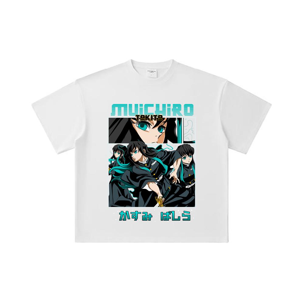 260 GSM Double Yarn 32 Count 100% Cotton Demon Slayer V8 Mitsuri Print Unisex Heavy Cotton T Shirt
