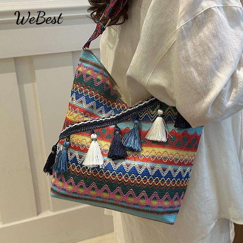 

Premium Ethnic Style Large Capacity Tote Shoulder Crossbody Bag чорний