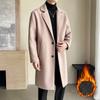 Pánský vlněný kabát střední délky volného střihu, trendy, jednobarevný, plus bavlněný kabát pro muže