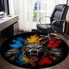 1pc Wolf Head Chair Carpet for Office, Round Polyester Mat, Indoor Decor for Office, Easycare Fabric, Washable Non-slip Area Carpet