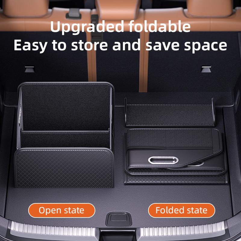 Car Trunk Organizer Storage Box PU Leather Vehicle Folding Collapsible Cargo Boot Organiser Box For SUV MPV Auto Seat Back Box