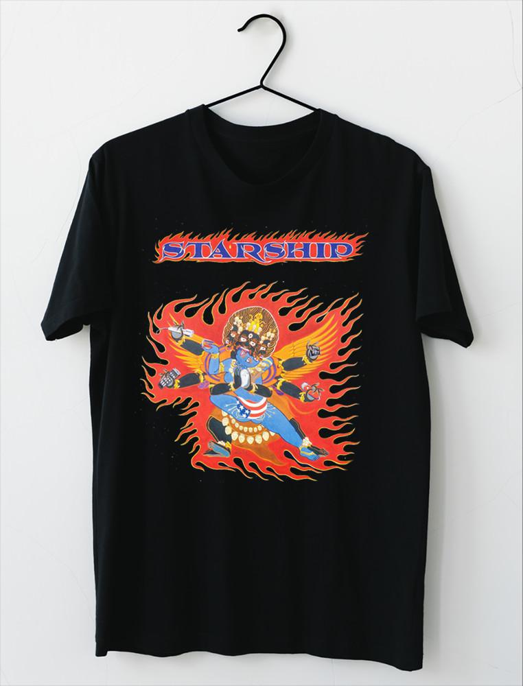 NEW Starship Band Short Sleeve Cotton Black All Size T-Shirt Unisex T-Shirt XXL