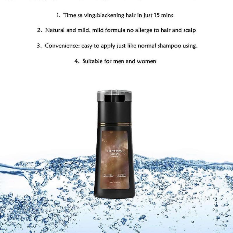Light Brown Hair Dye Shampoo Fast Coloring 10 Minutes Gray Coverage for Men and Women
