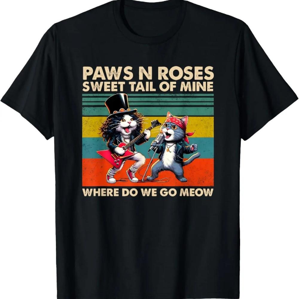 

paws n roses sweet tail of mine where do we go meow T-Shirt XXXXXL чёрный