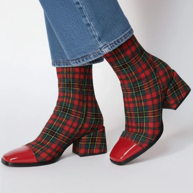 Neue Wintermode High Heel Wildleder Niedriger Schaft Quadratische Spitze Damenstiefel