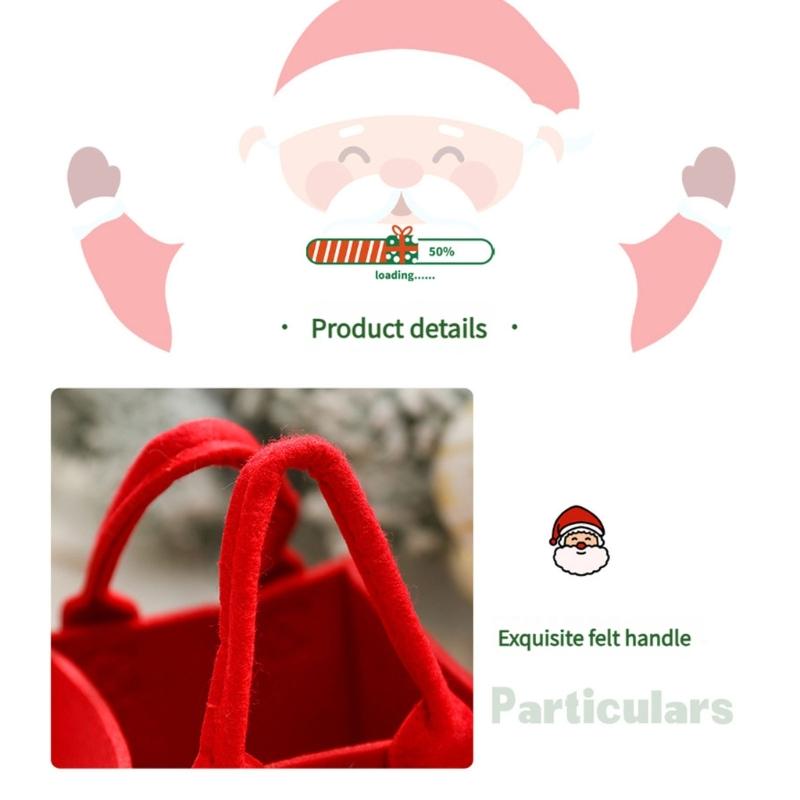 Felt Christmas Storage Bag Portable Handheld Design Organizer For Holiday Apples Gifts And Home Decoration
