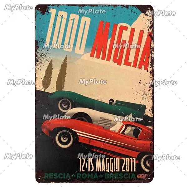 24-Stunden-Metallschild, Vintage-Plakette, Blechschild, Wanddekoration für Bar, Kneipe, Metallhandwerk, Retro-Rennwagen-Poster