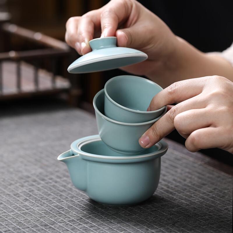 MULTIPOTENT Ru Kiln Ceramic Travel Kung Fu Tea Set