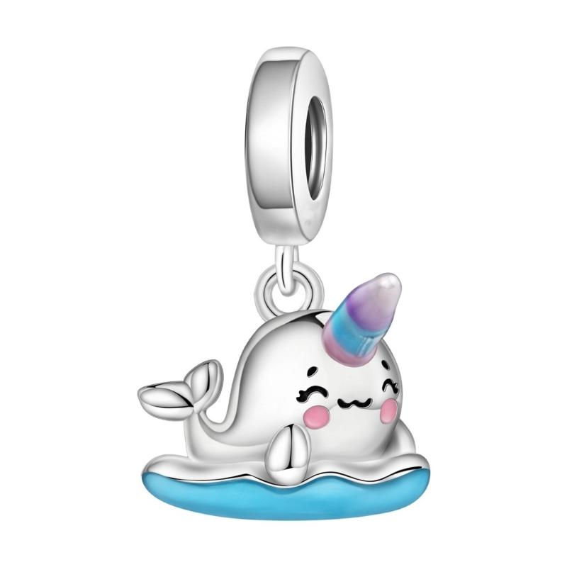 Handcrafted Marine Themed Silver Pendant Sea Animal Charm Jewelry Accessories for Bracelets and Necklaces