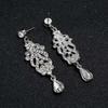 Fashion Crystal Wedding Drop Earrings for Women Silver Color Bridal Dangle Earrings Brides Gifts Birthday Party Jewelry