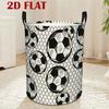 1pc Soccer Ball Storage Basket with Black & White Soccer Pattern - Round Laundry Hamper & Suitable for Bedroom,, Room - Basket with Sturdy Handle For,