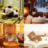 Plush Family Cat Face Toy With Short Faux Fur For Office Desk Decor