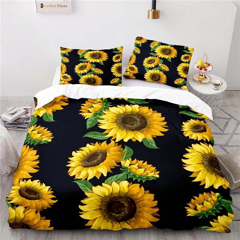 Sunflower Flower Printed Bedding Set Art Home Decoration 3d Duvet Cover Pillowcase Single Double Twin Full Queen King Bedclothes