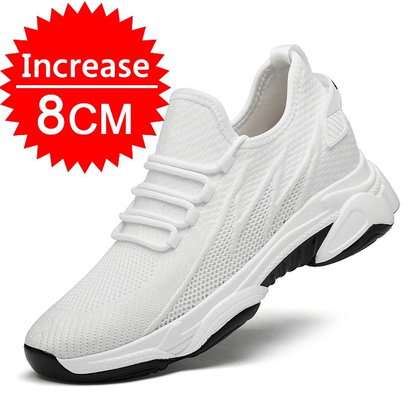 6cm 8cm Height Increase Men's Shoes New Mesh Breathable Casual Shoes Lace Up Platform Sport Shoe Mens Sports Running Shoes Tenis