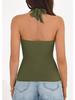 Women's Solid Color Sleeveless V-neck Halter Backless Top - Summer Style