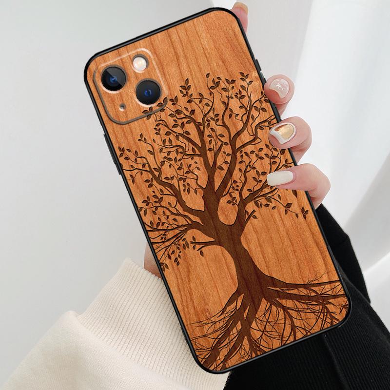 Tree Flower Bamboo Wood Phone Case For iPhone 17 Pro Max 16 15 11 13 12 14 Pro Max mini 15 16 Plus 16e 17 Air Cover