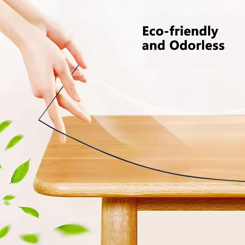 1.0mm Soft Glass Tablecloth Transparency PVC Table Cloth Waterproof Oilproof Kitchen Dining Table Cover for Rectangular Table