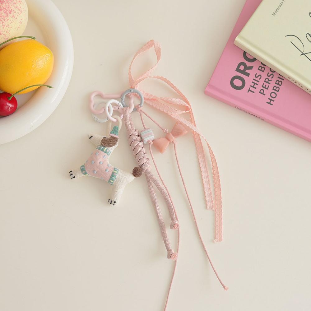 Handmaking Braided Rope Bag Pendant Polyester Fabric Animal Couple Keyring  Jewelry Accessories