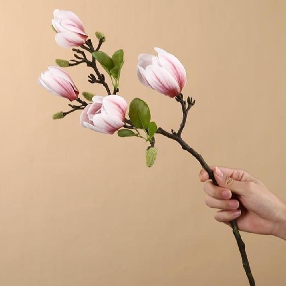 Fade-Resistant Silk Magnolia Bouquet Real Touch Simulated Orchids Floral Ornaments  Home Decoration розовый