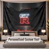 Custom Name Text Tapestry Nissan GT-R Personalized Polyester Wall Tapestry For Bedroom And Room