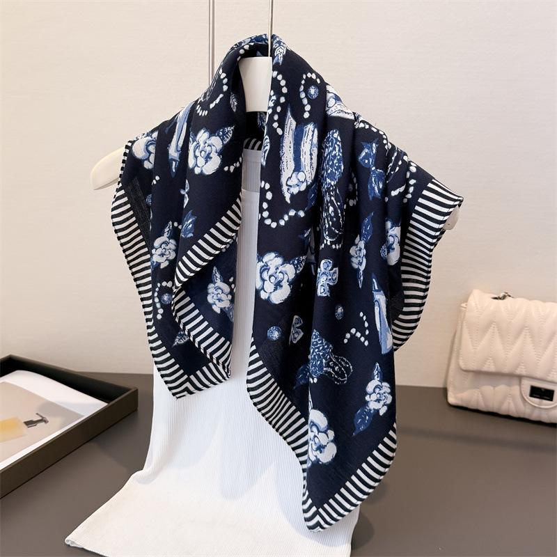 68X68Cm Satin Square Scarf Women Ribbon Hijab Elegant Print Silk Neckerchief Shawl Wraps Headband Handle Hair Pashmina Bandana
