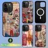 London Travel Sticker Phone Case For iPhone 15,14,13,12,11,Plus,Pro,Max Mini Magsafe Magnetic Wireless Charging