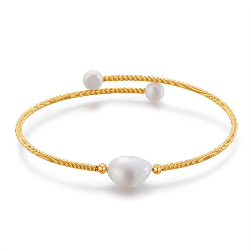 Thin Baroque Freshwater Pearl Bracelet Gold Plated For Gift Women S Jewelry