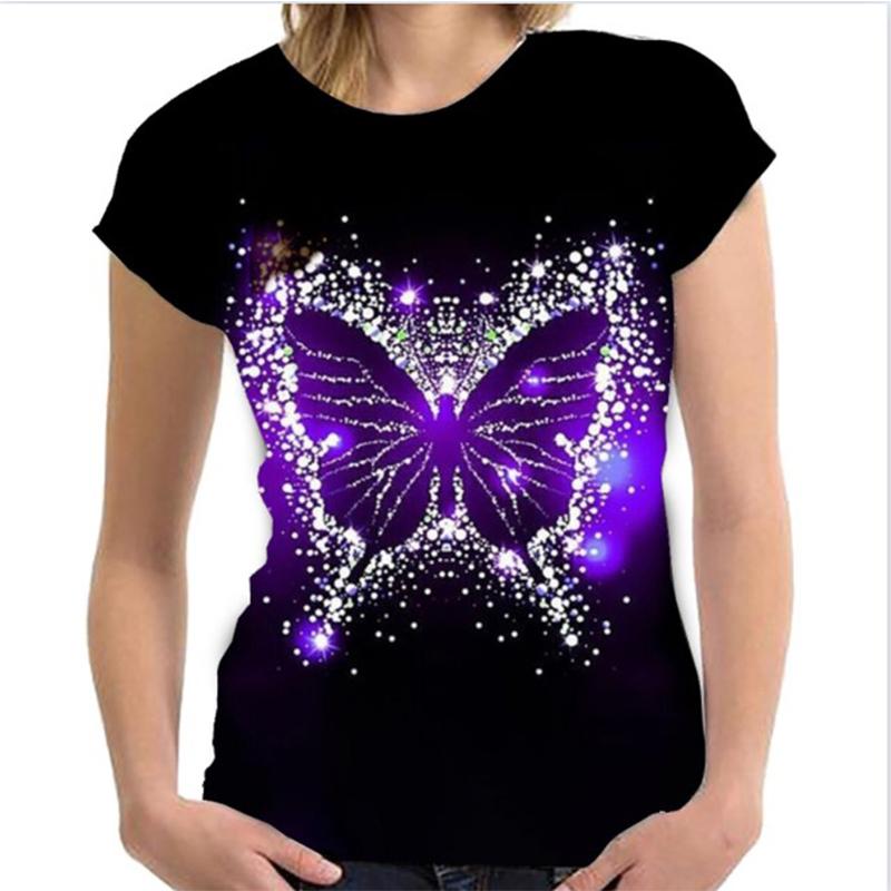 Summer T-Shirts Butterfly 3D Print Streetwear Women's Casual Fashion Oversized O-Neck T Shirt Female Girl Tops Tees Clothing