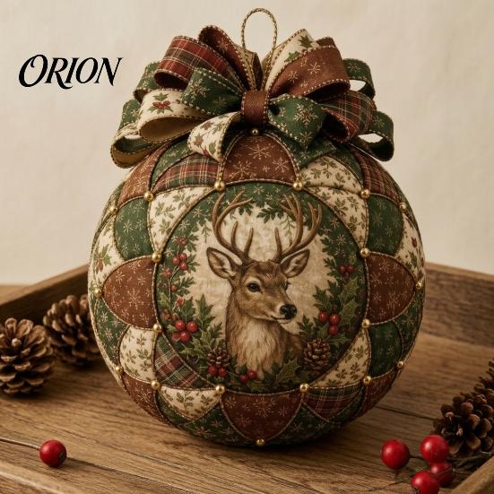 Fabric Ball Craft Set Quilted Christmas Ornament DIY Kit, Patchwork Material Pack Crafting Gift for Beginner, Handmade Xmas Tree Hanging Decor Adults