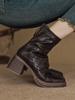 2025 Autumn and Winter New Temperament Retro Fashion Versatile Chelsea Thin Short Boots Thick Heel High Heel Martin Boots Women