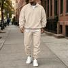 Men's Casual Loose Fit Lined Stand Collar Sweatshirt Set for Fall and Winter