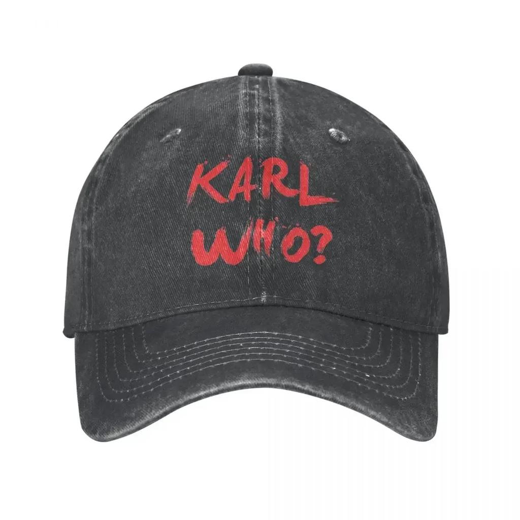 Vintage Karl Who Slogan Baseball Cap Men Women Distressed Denim Headwear Outdoor Running Golf Unstructured Soft Caps Hat