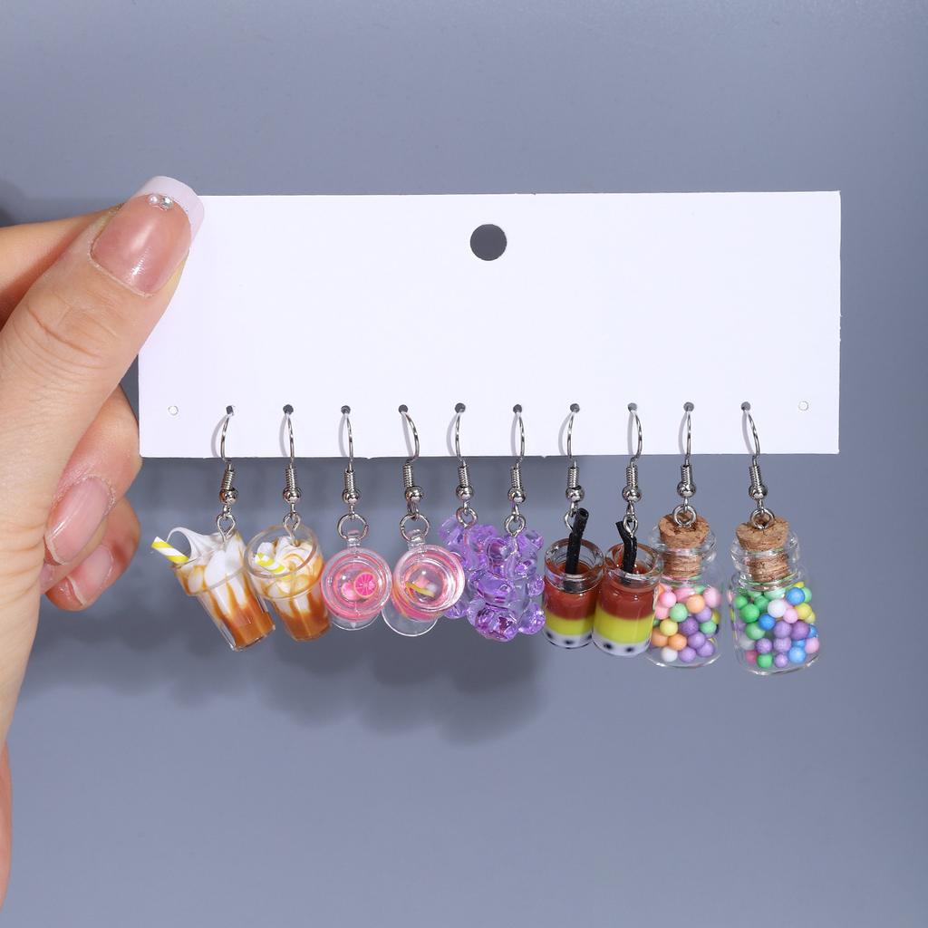 Creative Small Fresh Cloud Candy Ice Cream Earrings, Macaron Drift Bottle Design Temperament Ear Hook Set