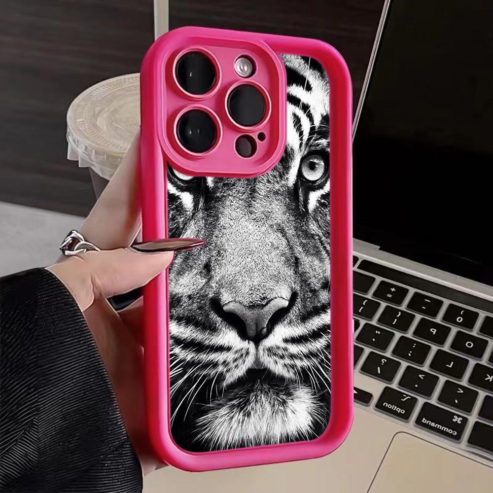 LZ30 Tiger Lion Cat Silicone Phone Case for iPhone 11 13 14 15 16 Pro Max 7 8 16 Plus 12 mini XS Max XR Shockproof Back Cover