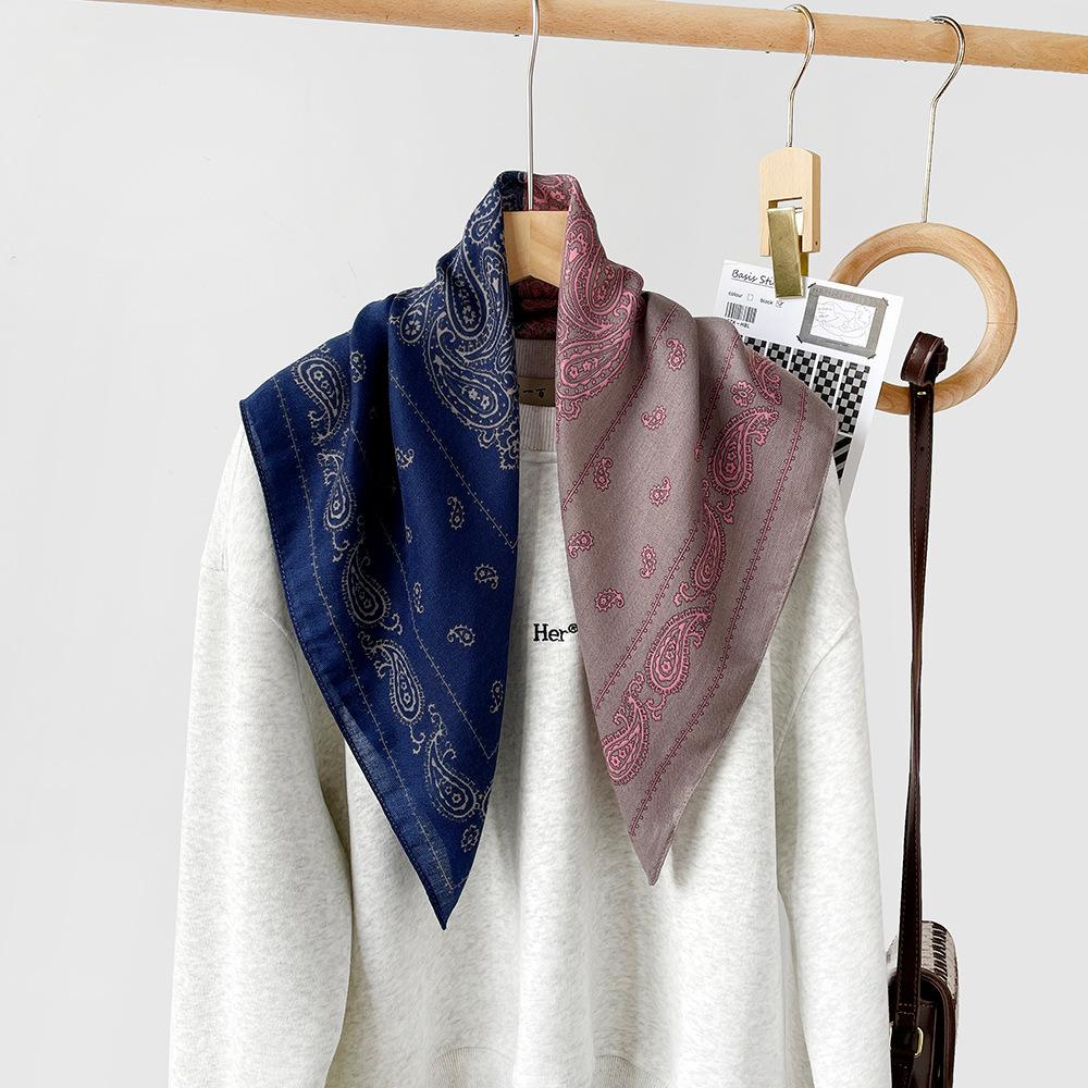 Mary Herringbone cashew silk scarf, color-blocking square scarf, literary vintage small scarf, decorative scarf, breathable scarf