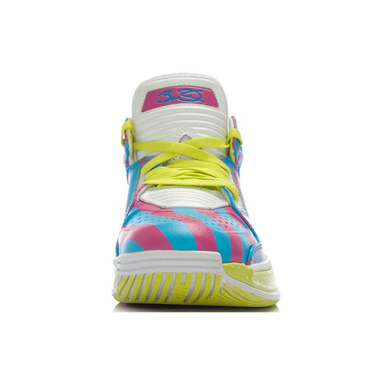 Li Ning WOW 2 Trendy Slip Resistant, Abrasion Resistant, Rebound Low top Basketball Shoes Men's Blue Pink White ABAH017-16