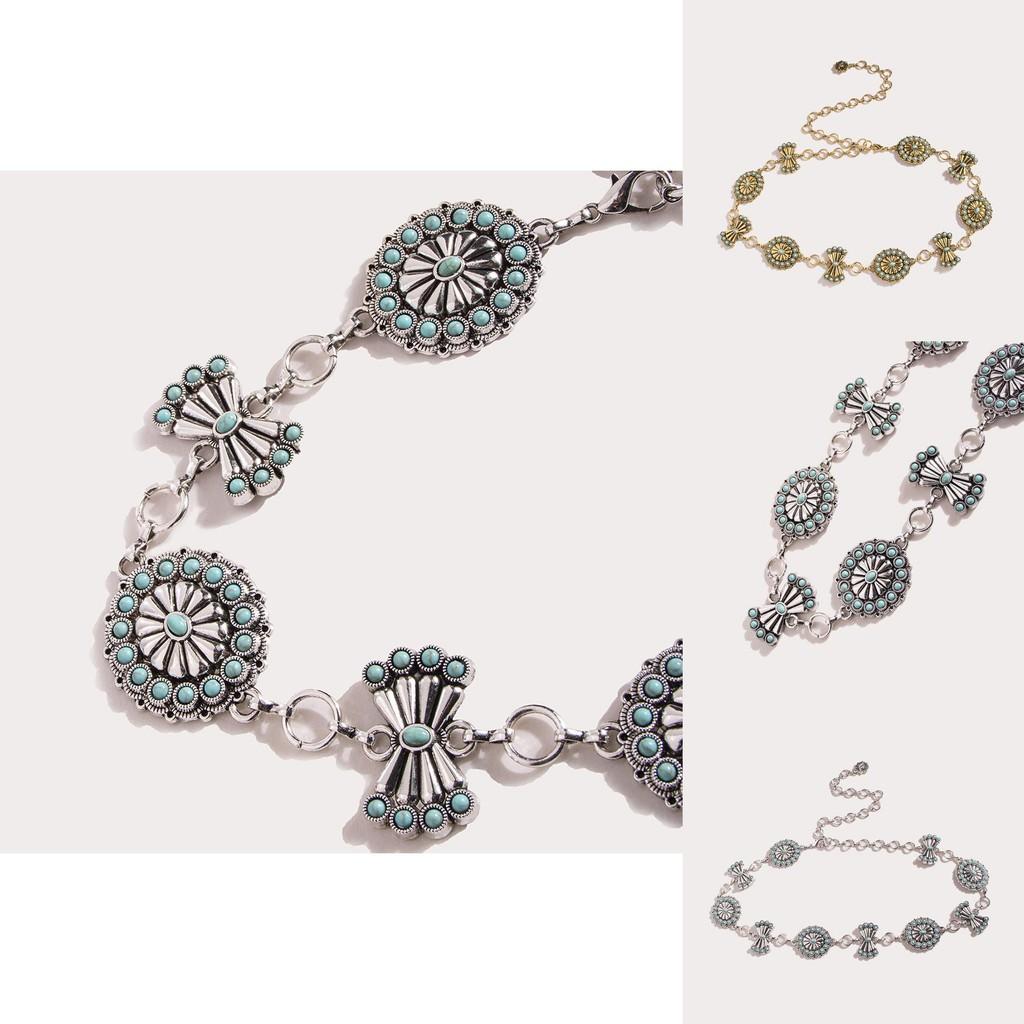 Womens Metal Waist Chain With Turquoise Inlays For Palace Style Jewelry And Special Occasions