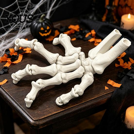 Creative Holiday Atmosphere Decor Halloween Skeleton Hands, 3D Printed Hand Bones Model, Realistic Artistic Horror Room Decorations Spooky Bone